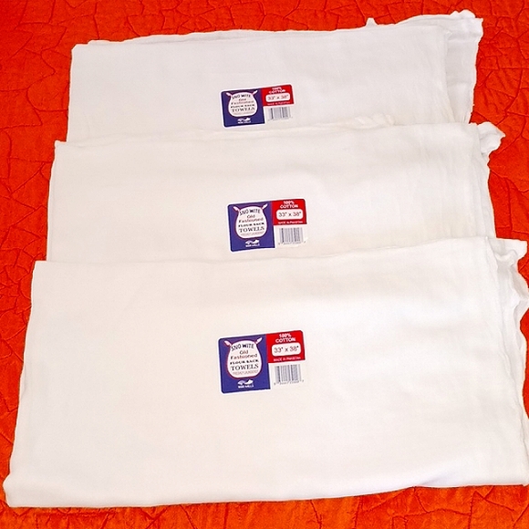 Snow White Old Fashioned Flour Sack Towels x3 33x38 inches ea - Picture 2 of 7